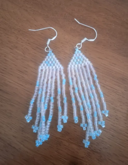 Boucles d'oreilles Native American Style Handmade miyuki rose clair et turquoise