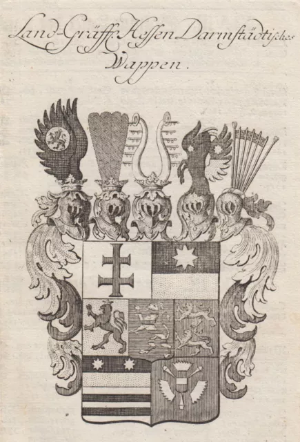 Darmstadt Escudo Original Grabado Weigel 1729