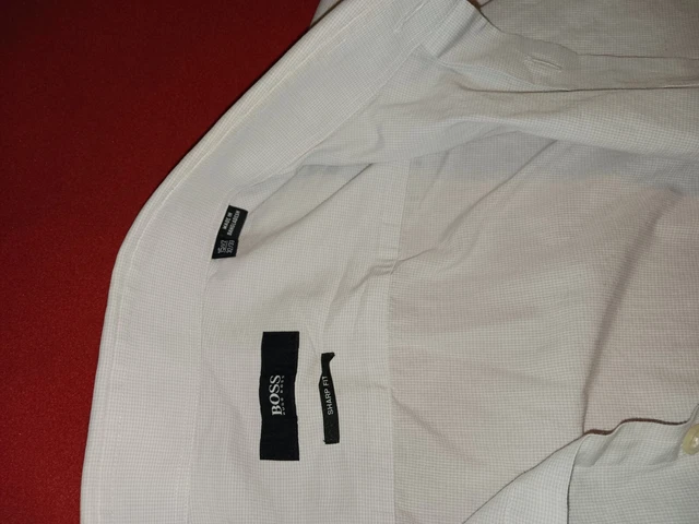 HUGO BOSS Sharp Fit 15 1/2 -32/33 Spread Collar Micro Check Cotton Dress Shirt