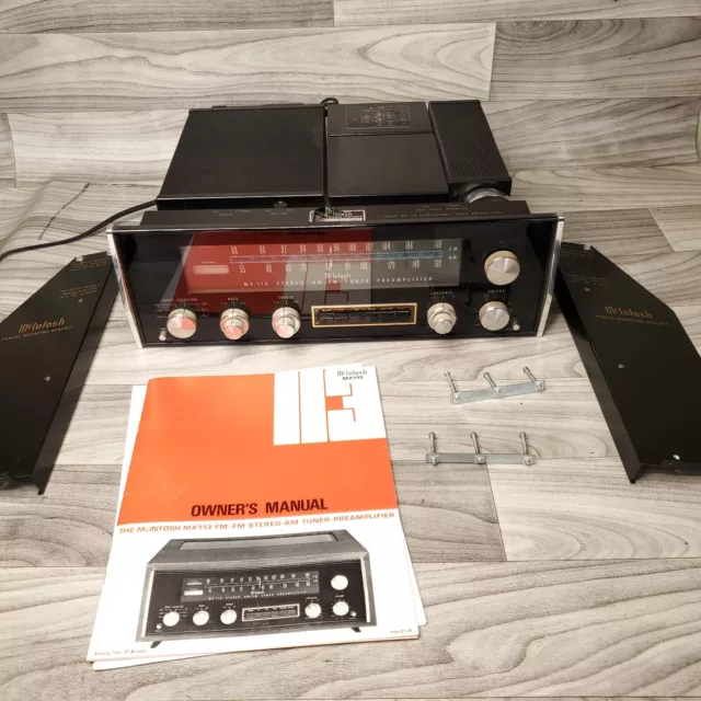 Vintage McIntosh MX 113 AM/FM Stereo Tuner PreAmplifier W/ Manuals & Mounts