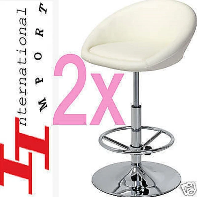 Lot De 2 Tabourets De Bar Design – Blanc – Style Luxe Horeca – Neufs