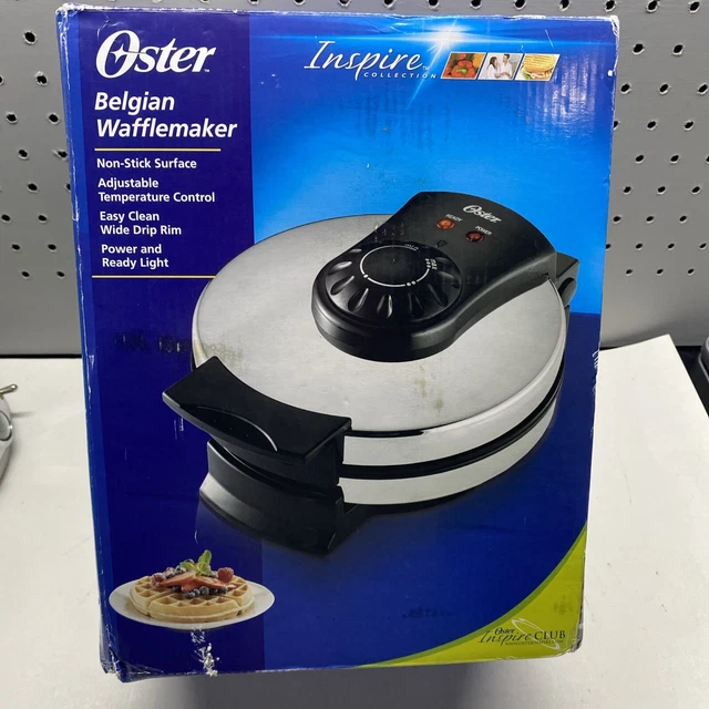 OSTER BELGIAN WAFFLE Maker 3883 Nonstick with Chrome Exterior Easy