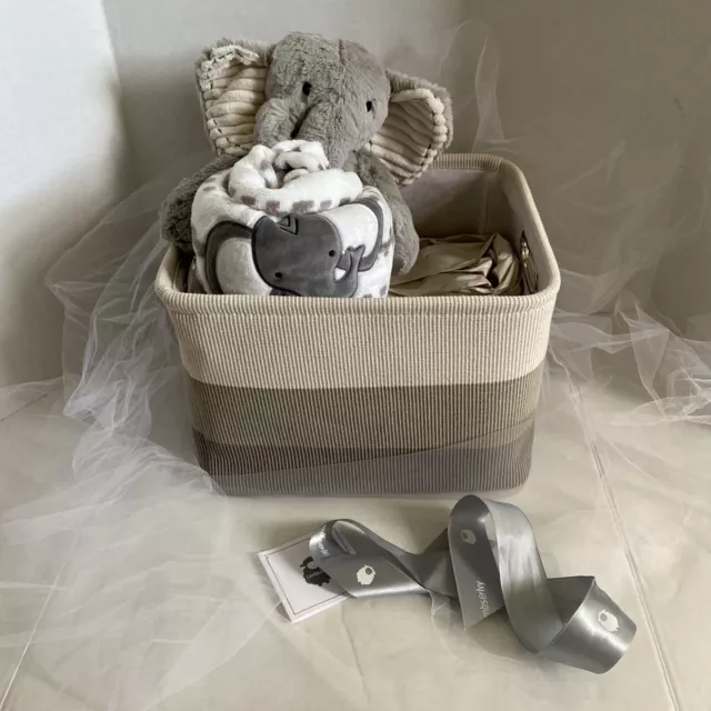 Lambs & Ivy Elephant Plush Stuffy Blanket & Basket *New*