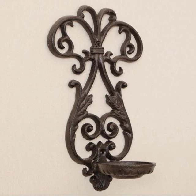 Home Cast Iron Wall Mounted Tealight Candlestick Classic Candle Holder Art Decor 3