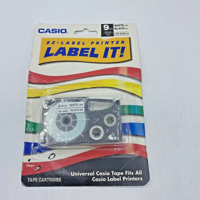 CASIO EZLABEL PRINTER Cartridge 12mm White Tape Black Ink Item XR9WE