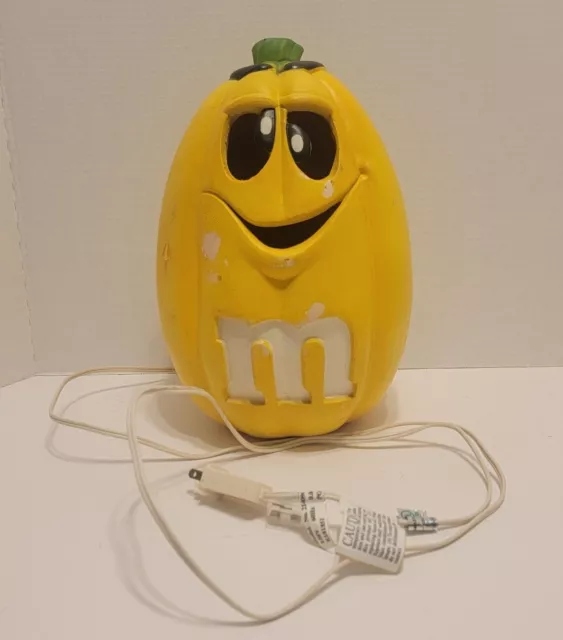 Trendmasters Yellow M&M Light-up Blow Mold Pumpkin Jack O Lantern Halloween 12"