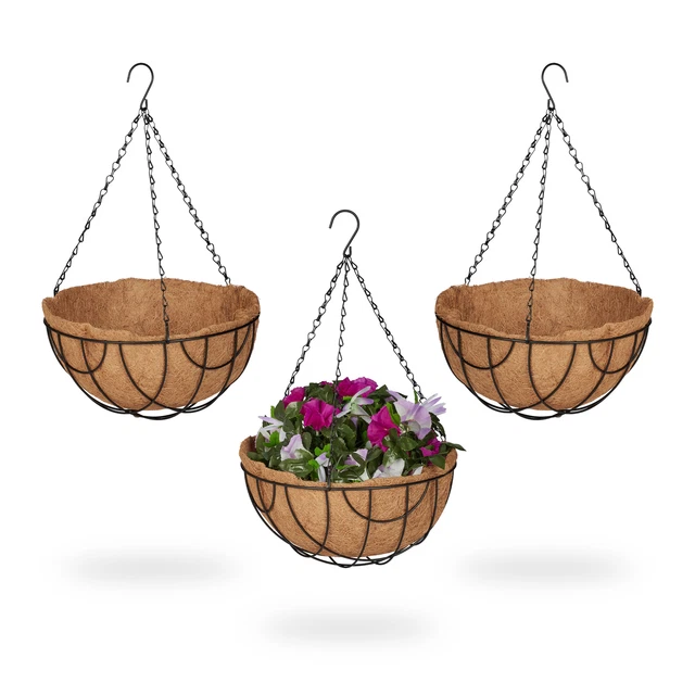Blumenampel 3er Set Hängeampel Blumenaufhänger Ampeltopf Pflanzenampel Hängekorb
