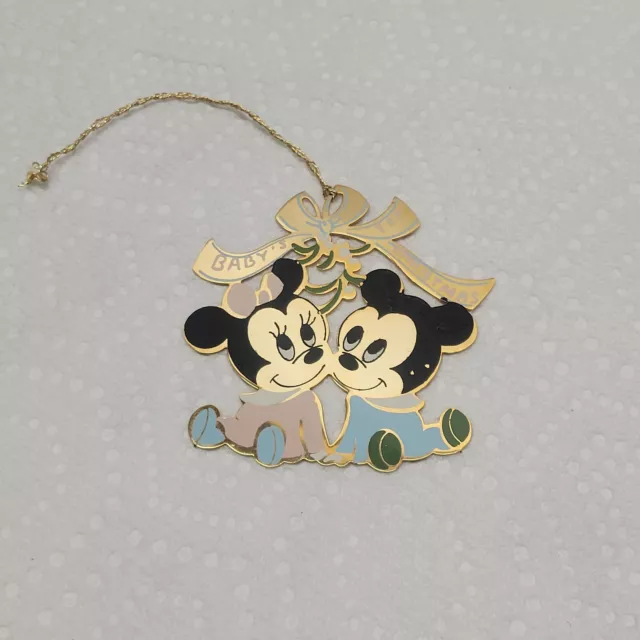 VINTAGE DISNEYS MICKEY and Minnie Mouse Baby's 1st Christmas Ornament