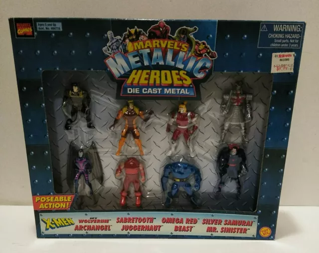 Marvel Heavy Metallic Heroes 8 Die Cast Metal Figures Toy Biz 1998 New Sealed