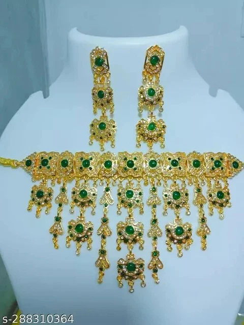 Indian Bollywood Style Designer Gold Plated Fashion Bridal Jewelry Necklace Set