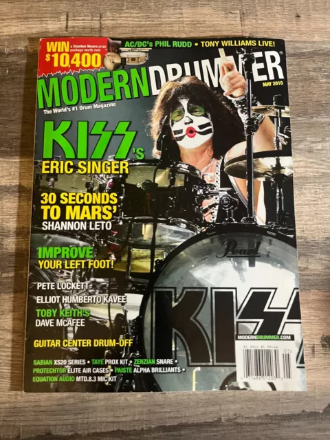 M   MODERN DRUMMER - May 2010 - ERIC SINGER - KISS and  Phil Rudd of AC/DC