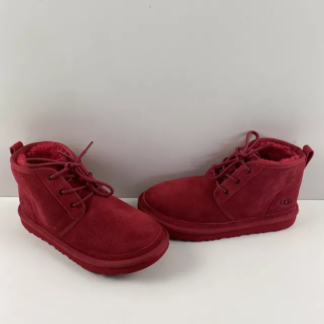 UGG Neumel II Red Suede Lace Up Shearling Lined Ankle Boots Kid’s Size 6