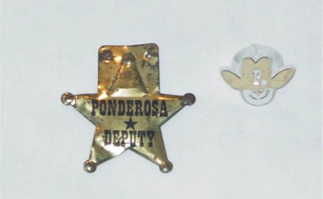 Vintage Early 1970'S Ponderosa Steakouse Kids Deputy Badge And Plastic Ring