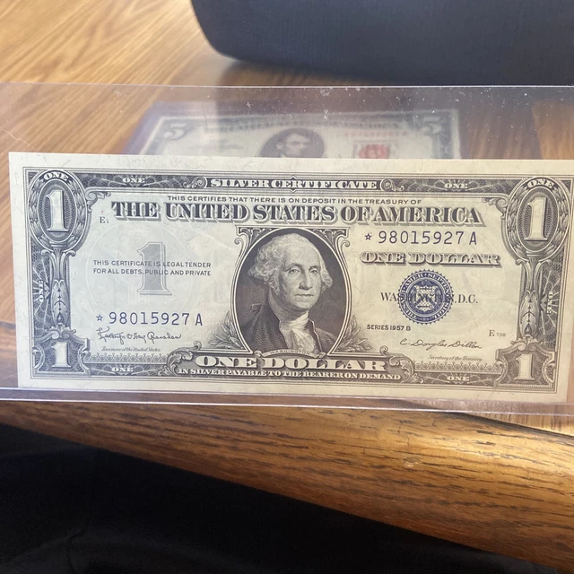 1957 B Silver STAR NOTE One Dollar Blue Seal Star Note Silver Certificate.