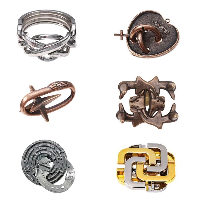 Adults Metal Cast Puzzle Retro Lock Key IQ Mind Brain Teaser Game Toy For Kids