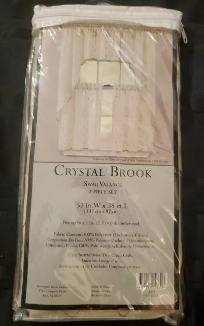 Bed Bath Beyond Crystal Brook Swag Valance 2 Piece Set Window Treatment 52"x38"