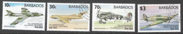 BARBADOS: 1993 75th Anniversary of the RAF  set SG991-4 used