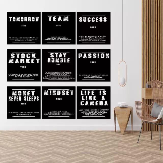 TOMORROW, TEAM, SUCCESS, PASSION, MINDSET,  HUMBLE MONEY Quotes, Wall Art Canvas 2