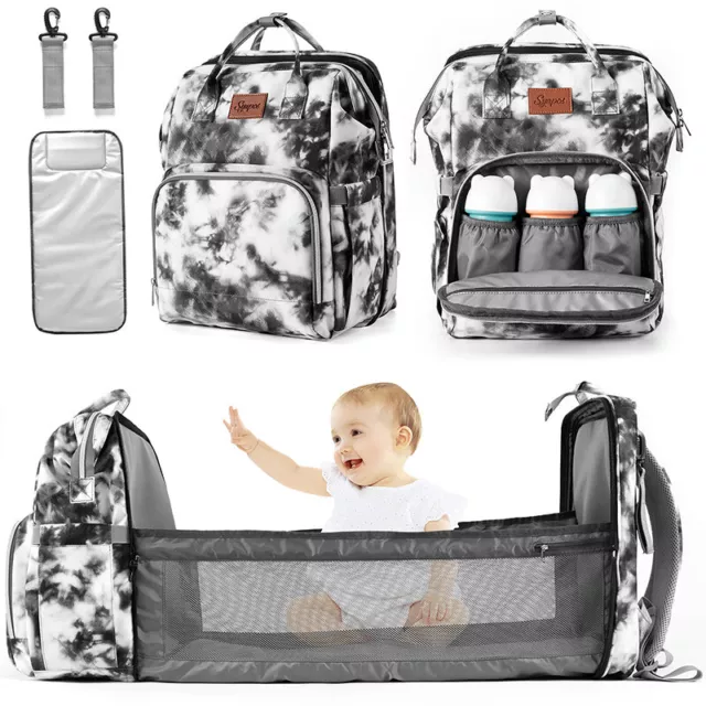 Baby Diaper Bag Backpack With Crib Waterproof Foldable Mommy Travel Bag Portable