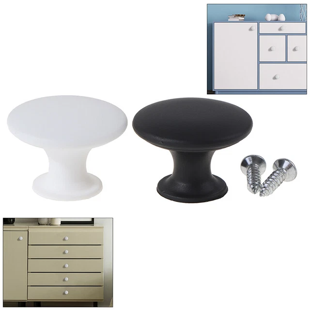 Single Handle Pull Knob Cabinet Drawer Handle Screw Plastic Basic Round Dra-wf