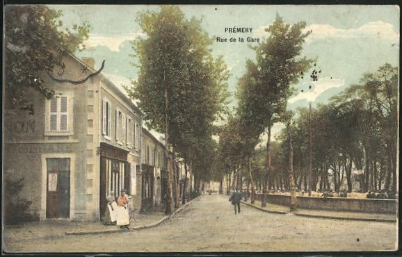 CPA Prèmery, Rue de la Gare 1910