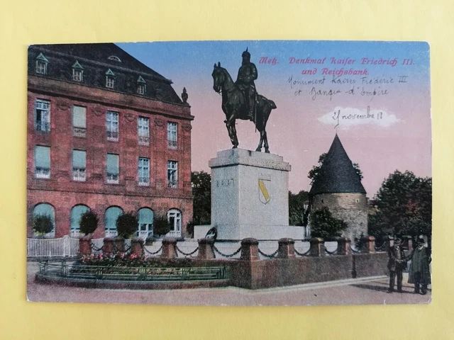 CPA 57 - METZ Moselle MONUMENT KAISER Frederick III and EMPIRE BANK