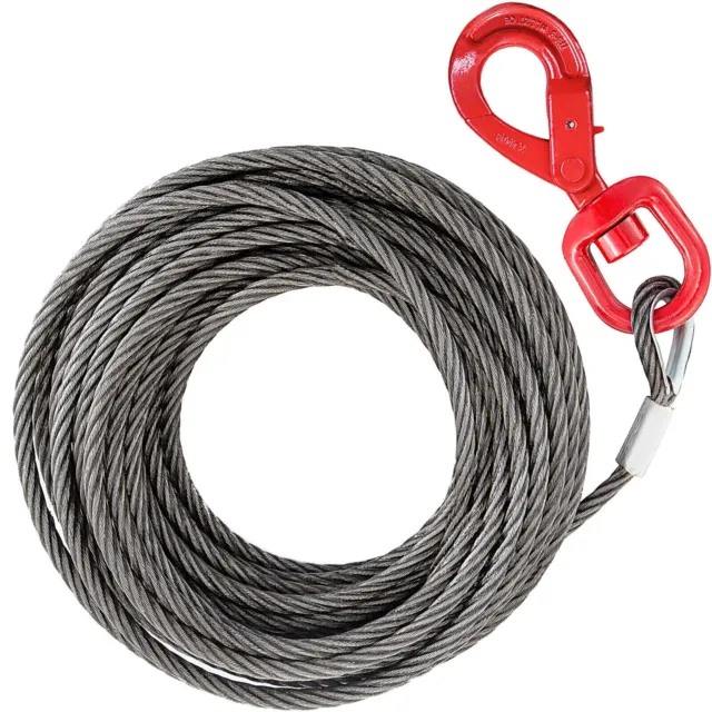 Winch Cable 3/8" x 50' Replacement Wire Rope 4400lbs Fiber Core Self Locking