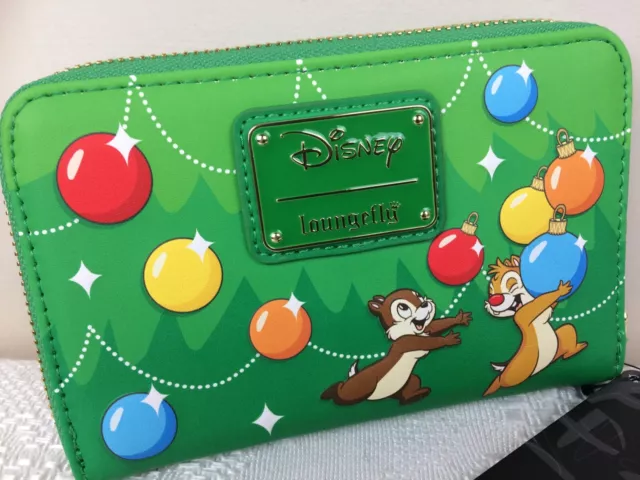 Loungefly Chip & Dale Rescue Rangers purse  zip wallet Christmas scene New