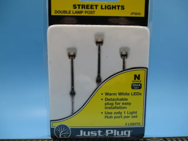 Woodland Scenics N Scale "Just Plug System" Street Lights - Double Lamp Post (3)