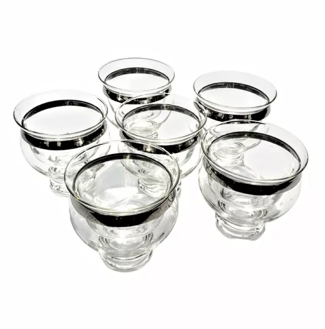 Vintage 1950-60s SET OF 6 Dorothy Thorpe Shrimp Cocktail Glasses w/Inserts