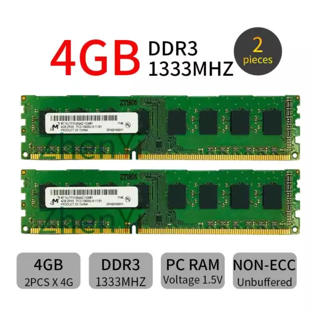 8Go Kit 2x 4Go Pour Dell Optiplex 380 DDR3 1333MHz Desktop PC Memory DIMM RAM FR