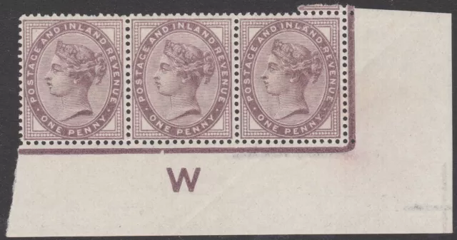 1881 SG172 1d LILAC DIE 2 CONTROL "W" UNMOUNTED MINT MNH IMPERF STRIP OF 3