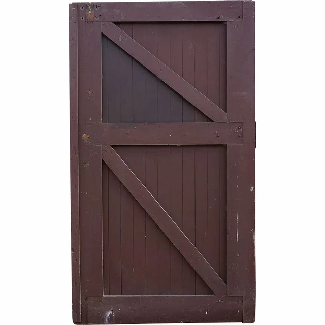 Vintage American Tudor Style Painted Solid Pine Barn Door c. 1920