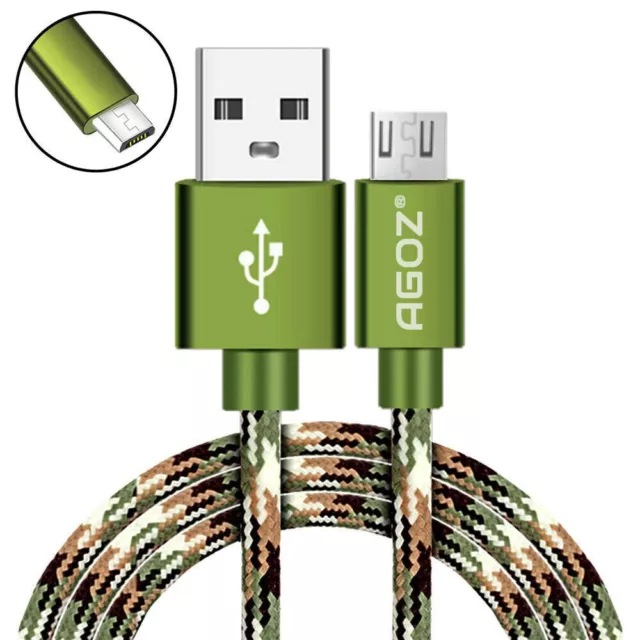 Camo 4ft, 6ft,10ft Micro USB Cable FAST Charger Data Sync Cord for Samsung Phone