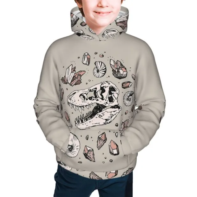 Youth Cute dinosaur fossil Hoodie Teenage Pullover Sweatshirt Boy Girl