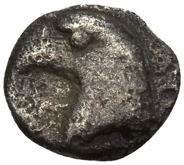 AA:AEOLIS. Kyme. (Circa 480-450 BC). AR Hemiobol (7.5mm 0.39g). Eagle head a1484