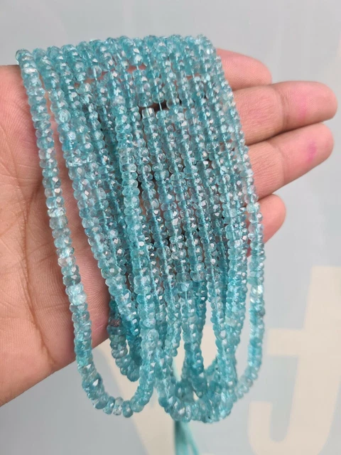 Perles rondelles à facettes en apatite naturelle AAA, pierres précieuses de...