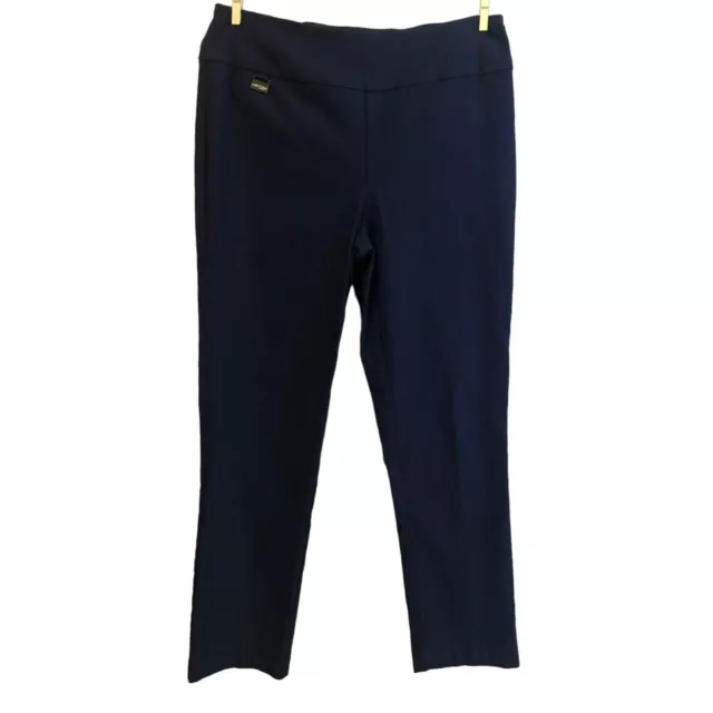 Women's Lisette L Montreal Solid Magic Lycra Ankle Pants Navy Blue Pull On