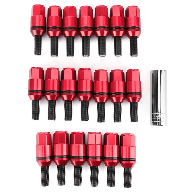 For 1 Series E81 E82 E87 E88(Red) 20pcs M12x1.5mm Wheel Lug 7075-T6