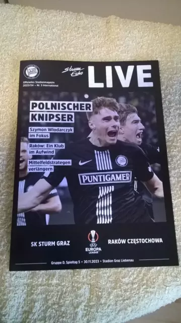 Programm Sturm Graz Rakow Czestochowa UEFA Europa League Fußball Match Magazin