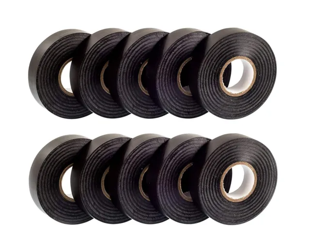 10x Electrical Tape Black Insulation 10 pcs 2 sizes 18mm x 10m  And 18mm x 5m UK