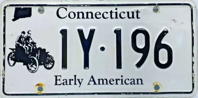 Connecticut Early American License Plate 1Y 196 Vanity Collectible Marker Antiqu