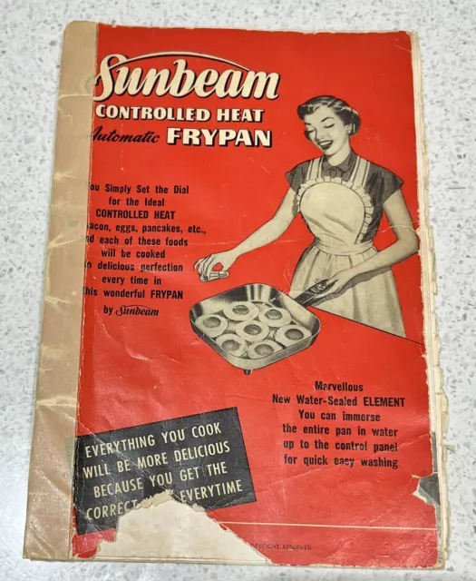 1958 SUNBEAM CONTROLLED HEAT AUTOMATIC FRYPAN Booklet with Recipes