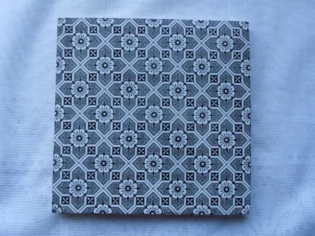 Old Victorian / Edwardian MINTONS  Black geometric  patterned tile 6" x 6"