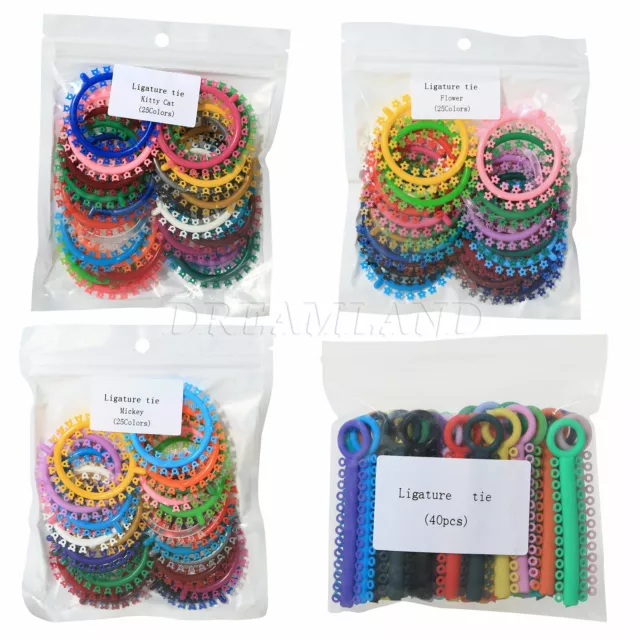 1-10 Bags Ortho Dental Elastic Ligature Ties Rubber Bands Mickey Flower Kitty