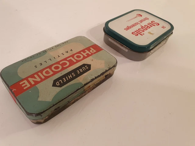 Vintage Sure Shield Superior Peppermint Lozenges Tin + Strepsils Lozenges Tins