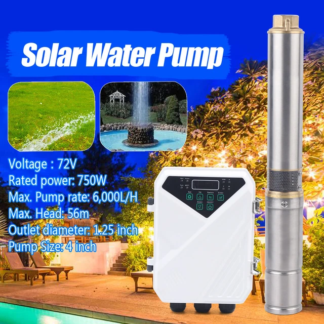 4" Solar Well Pump Submersible DC Water Pump 72V 750W Bore Hole MPPT Controller