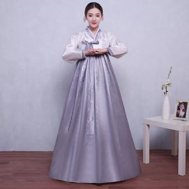 Women Cosplay Hanbok Gown Dress Long Sleeve Korean Traditional Costume Dance