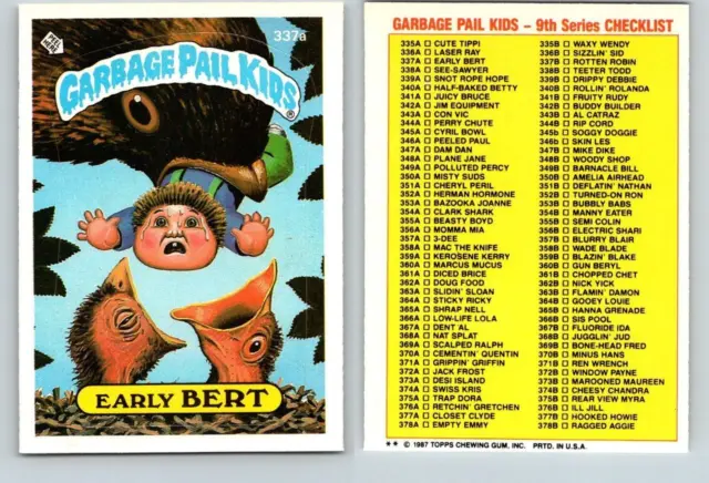 1987 Topps Garbage Pail Kids Series 9 Early Bert 337a 2 Star