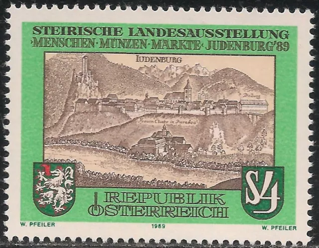 Austria #1456 (A824) VF MNH  1989 4s Judenburg, 17th Cent., Engraving by Vischer